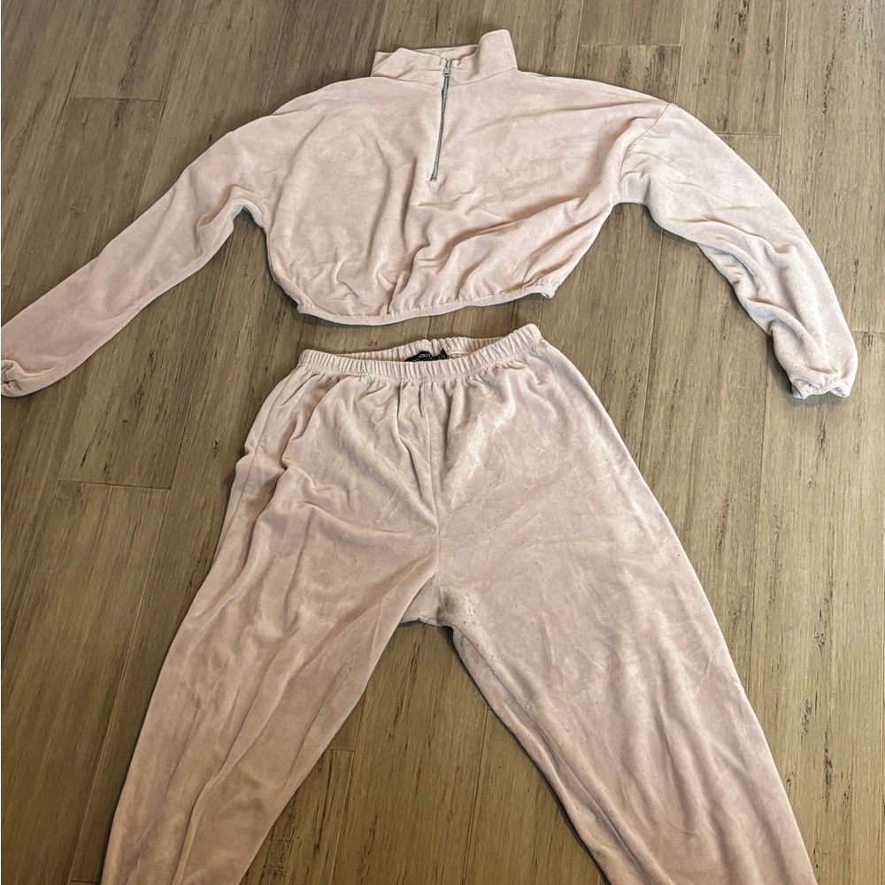 Boohoo Cropped Pink Loungewear